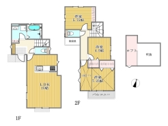2区画参考プラン間取り図（3LDK+ロフト+リネン庫　建物面積79.48ｍ2）■府中市小柳町2　建築条件付　売地■