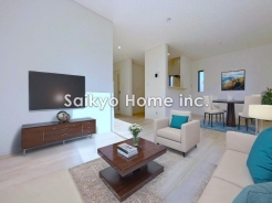 帰宅時・外出時の自然なコミュニケーションを育むリビングイン階段を採用。※家具等はCG加工しております。■調布市下石原1丁目　新築戸建て■