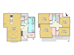 5区画参考プラン間取り図　3LDK　96.04ｍ2　建物価格1500万円■府中市分梅町3　売地■
