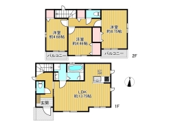 C号棟間取り図■日野市落川　新築一戸建て　全3棟■