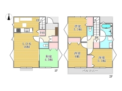 5区画参考プラン延べ床面積87.48ｍ２土地建物価格7690万円■国立市東3　売地■
