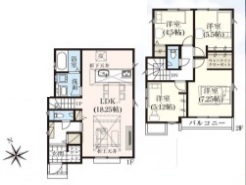 3区画参考プラン建物面積95.64ｍ2・土地建物価格5690万円■府中市四谷3　建築条件付き売地■