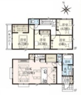 6区画参考プラン建物面積95.22ｍ2・土地建物価格5090万円■府中市四谷3　建築条件付き売地■