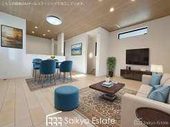 開放感と採光にこだわった16.5帖のLDKです。陽光いっぱいの空間で家族団らんの時間も増えそうですね！