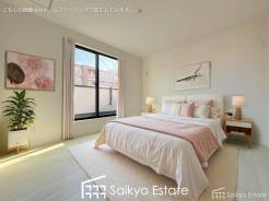 バルコニーに出入りの出来る洋室は、たくさん陽光が差し込む明るい空間です。朝も気持ちよく起きられそうです♪（14号棟）
