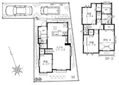 延床面積約87.87ｍ2、参考建物価格1400万円より承ります。土地＋建物参考プラン価格7890万円（税込）
