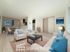 開放感と採光にこだわった18.37帖の広々としたLDKです。陽光いっぱいの空間で家族団らんの時間も増えそうですね！※家具類はCG加工しています。
