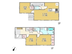 3区画建物参考プラン間取り図（3LDK　建物面積77.84ｍ2　1400万円）■八王子市散田町5　建築条件付き売地■