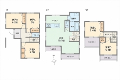 1区画参考プラン3LDK2Sプラン面積118.77m21680万円 土地建物価格6180万円■府中市立住吉町2 建築条件付き売地■