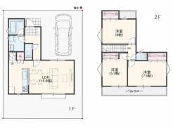 4区画建物参考プラン間取り図(3LDK 81m2 1350万円)■小金井市貫井南町5 売地■