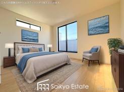 バルコニーに出入りの出来る洋室は、たくさん陽光が差し込む明るい空間です。朝も気持ちよく起きられそうです♪※家具類はCG加工しています。