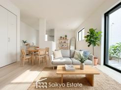 開放感と採光にこだわった広々としたLDKです。陽光いっぱいの空間で家族団らんの時間も増えそうですね!